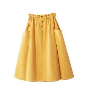 Yellow knee length skirt